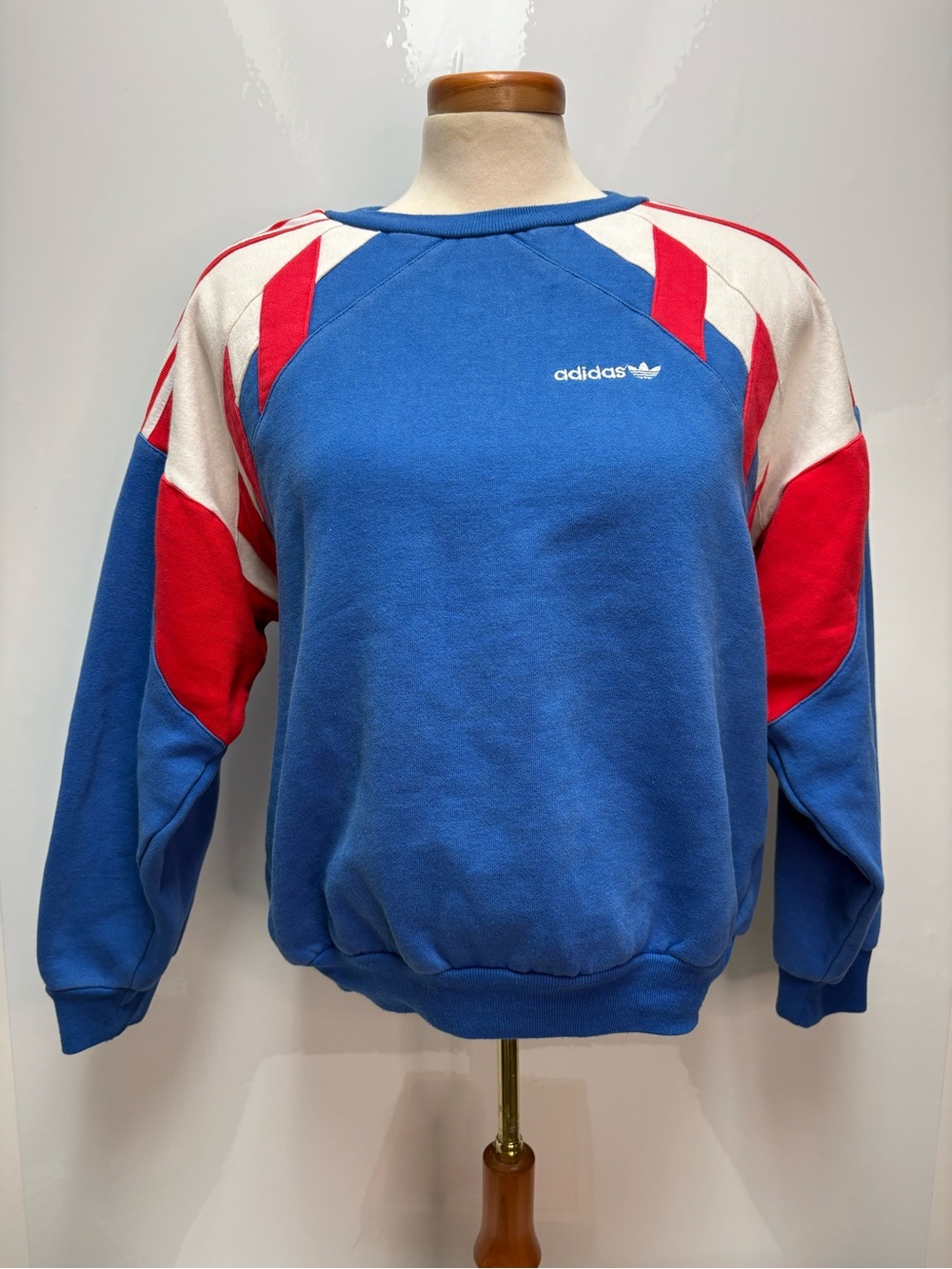 Vintage 90s Adidas France Template Colorblock Crewneck Sweatshirt Blue Red